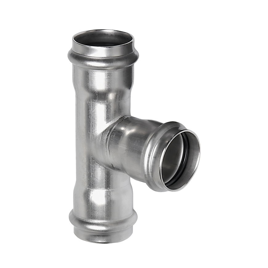 Sanha NiroSan Abzweig 90&deg;, Edelstahl 316L, 3x Pressverbindung, 15 mm 