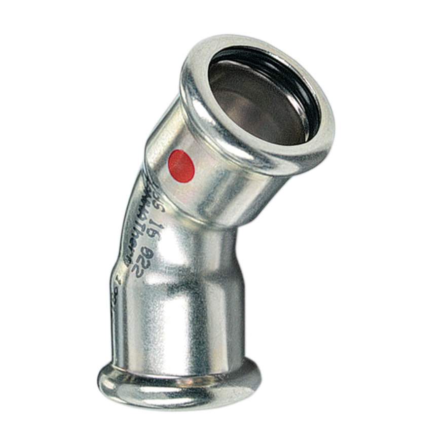Sanha bocht 45°, type Therm, staal, 2x pers, epdm, 22 mm 