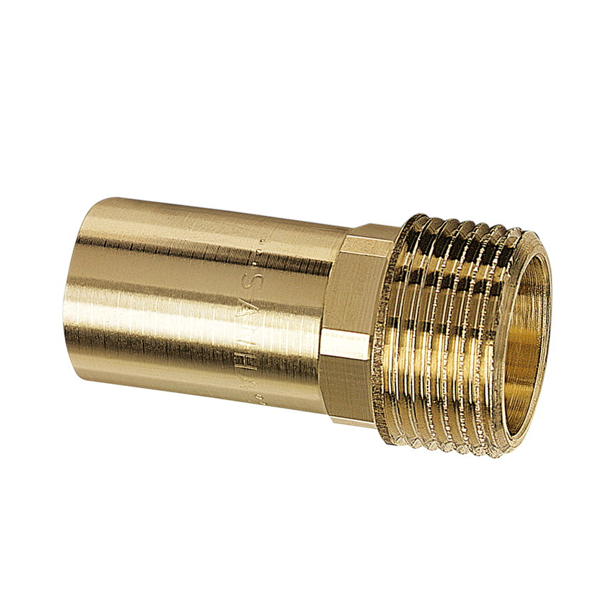 Sanha draad koppeling, type Purapress, brons, buitendraad x spie, epdm, Kiwa, ¾" x 22 mm 