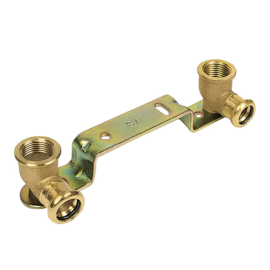 Sanha PuraPress montagebeugel + muurplaten, brons, binnendraad x pers, ½" x 15 mm 