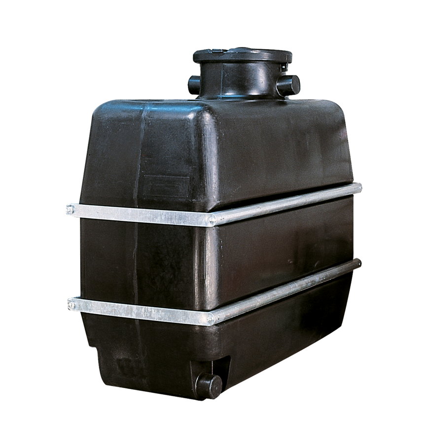 Carat S regenwatertank, 1700 liter, 173 x 81,5 x 166 cm, bovengronds in de kelder, incl. staalband 