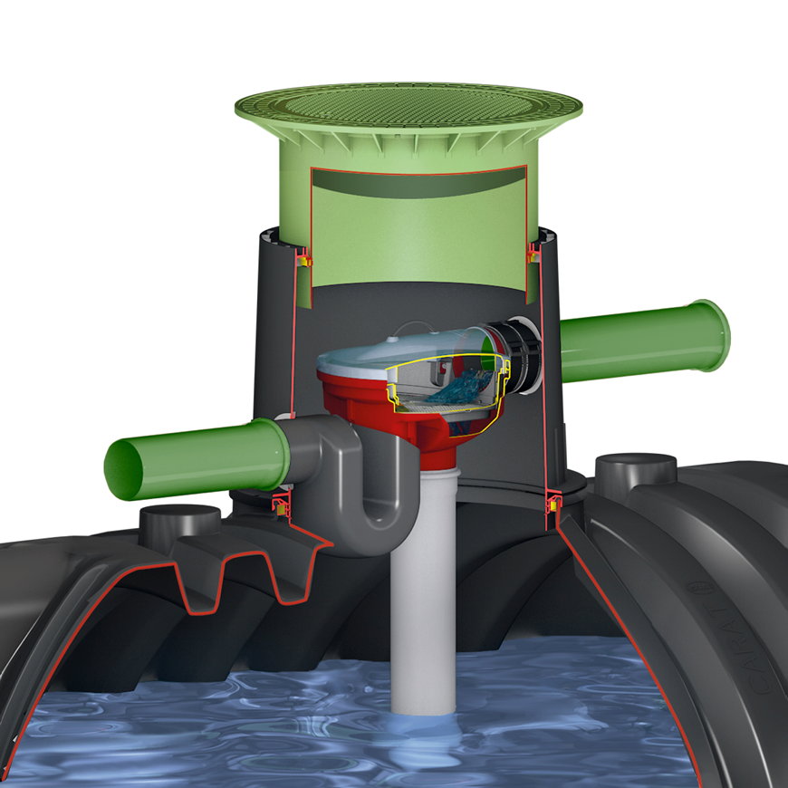 Platin regenwater filter en overloopsifon, pakket 3 