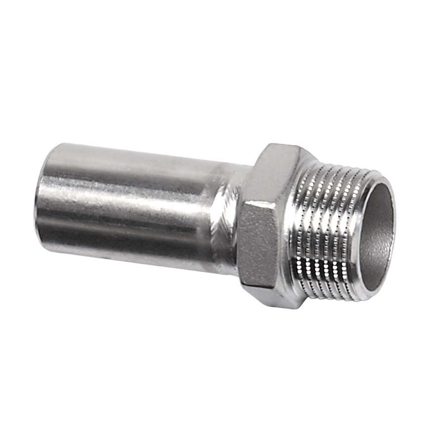 Sanha NiroSan overgangskoppeling, rvs 316L, buitendraad x spie, &frac12;" x 15 mm 