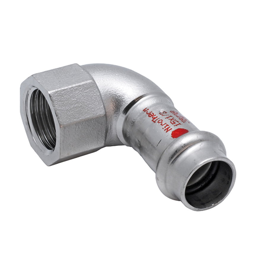 Sanha NiroTherm schroef knie 90°, binnendraad x pers, ¾" x 18 mm