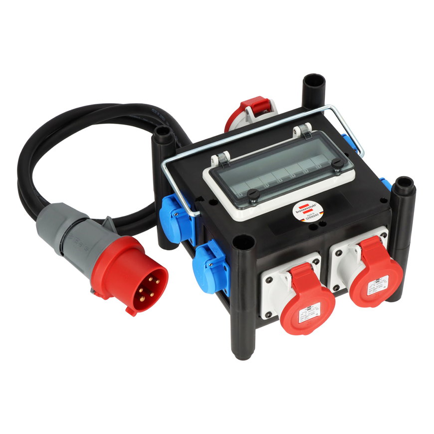 Brennenstuhl stroomverdeler, rubber, 3 CEE wcd, 4 wcd, H07RN-F, 5 x 4,0 mm², l = 2 m