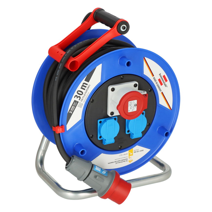 Brennenstuhl kabelhaspel, type Garant CEE, 1 CEE wcd, 2 veiligheids wcd, H07RN-F, 5x2,5mm&sup2;, l = 30m 