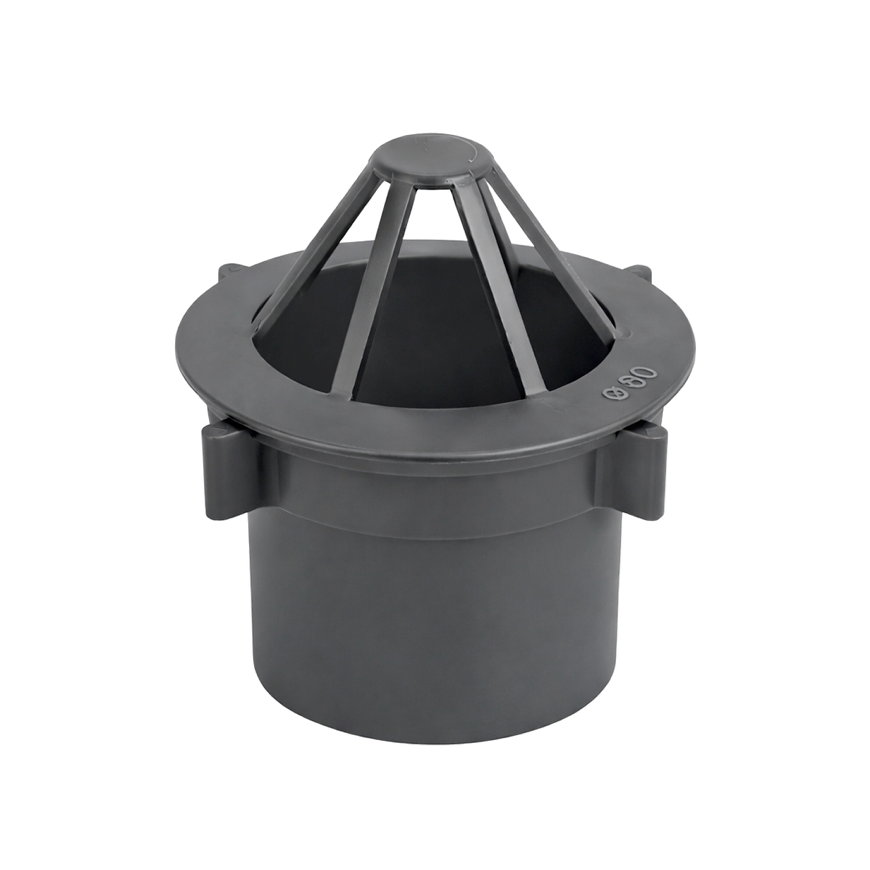 Rawinso gootuitloop met wartel voor bakgoot, polyester, antraciet, uitloop 80 mm 