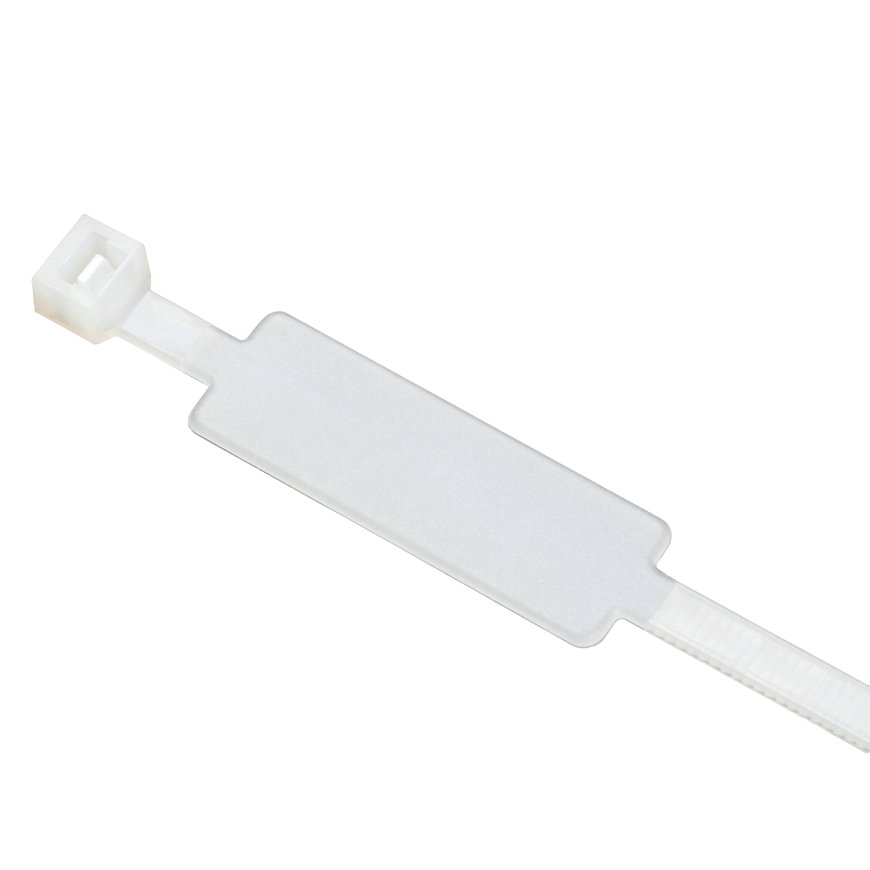 SapiSelco Kabelbinder mit Label, 35 x 13 mm, transp., l = 200 mm, b = 4,8 mm, Beutel &agrave; 100 Stk. 