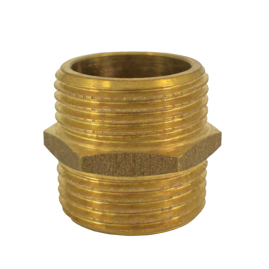 Dubbele nippel, messing, 2x buitendraad, 1/8" 