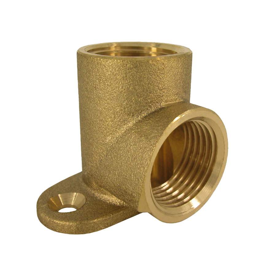 Muurplaat, messing, 2x binnendraad, &frac12;" 
