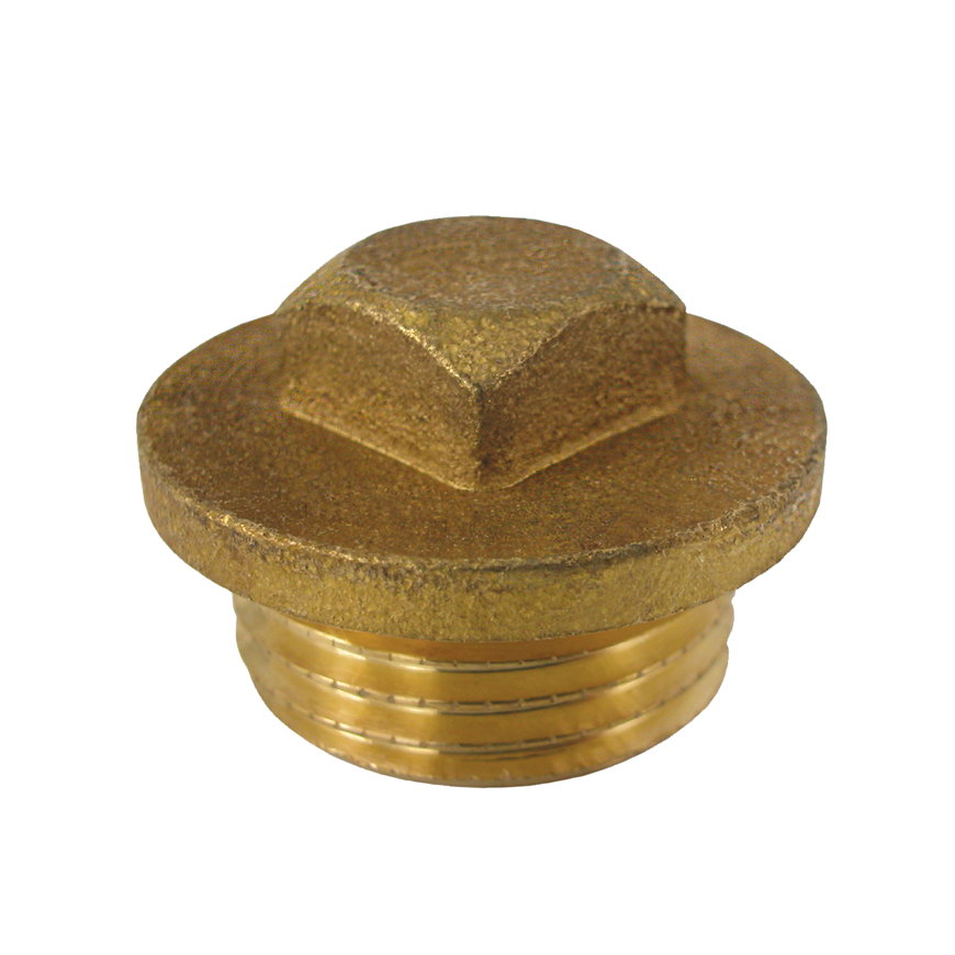 Stop, messing, vierkant, 1x buitendraad, 2" 
