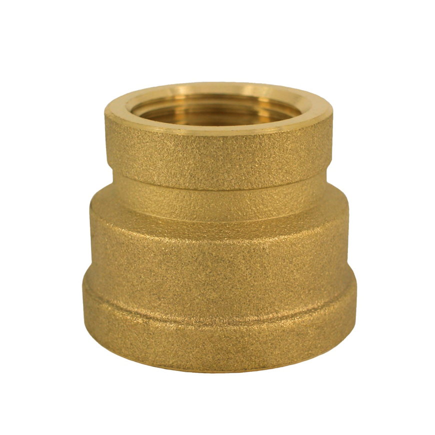 Verloop sok, messing, 2x binnendraad, 3/8" x ¼"