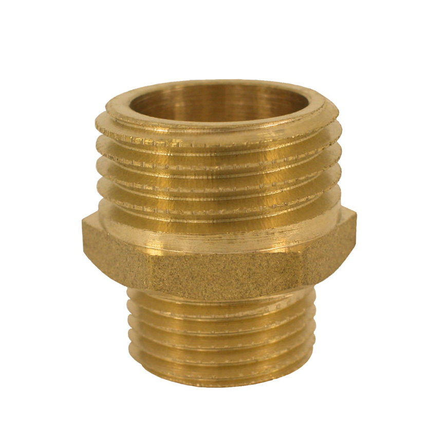 Dubbele verloopnippel, messing, 2x buitendraad, 3/8" x 1/8" 