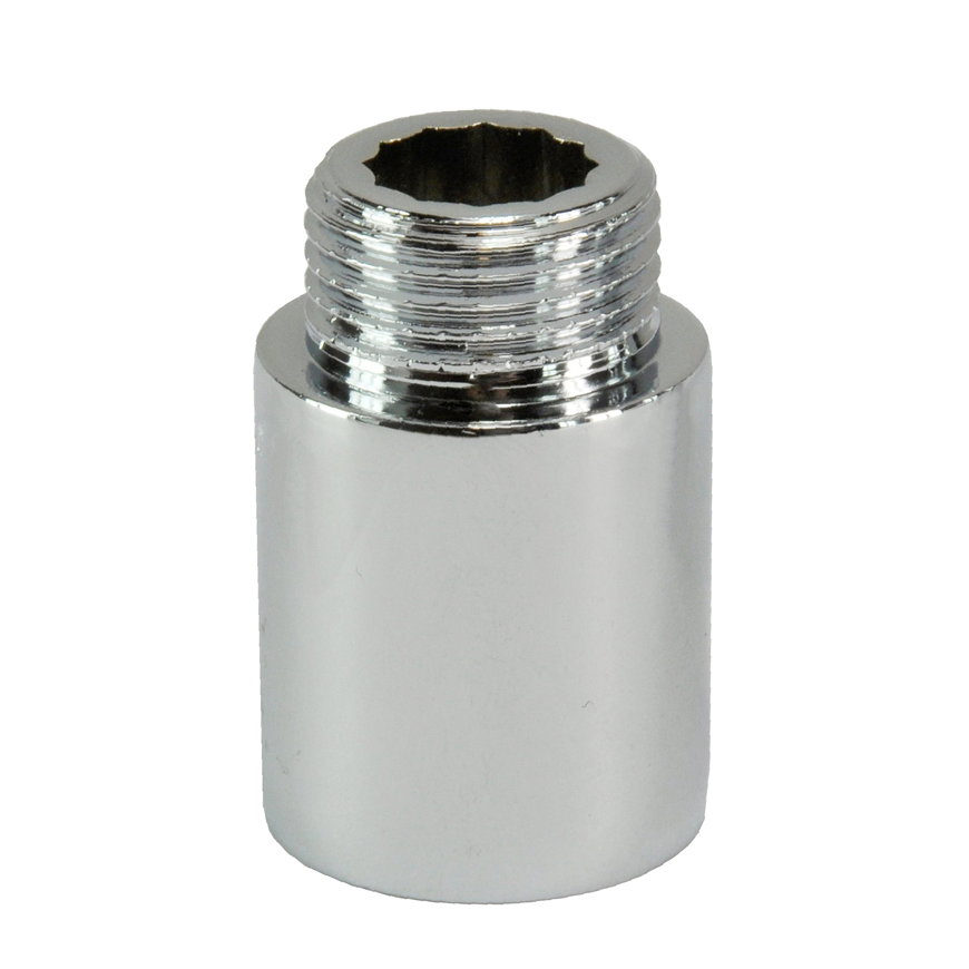 Kraanverlengstuk, messing verchroomd, binnendraad x buitendraad, 3/8", l = 10 mm 