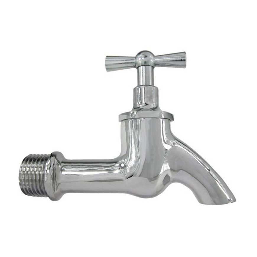 Tapkraan, messing verchroomd, krukbediening, &frac12;" buitendraad x gladde uitloop 