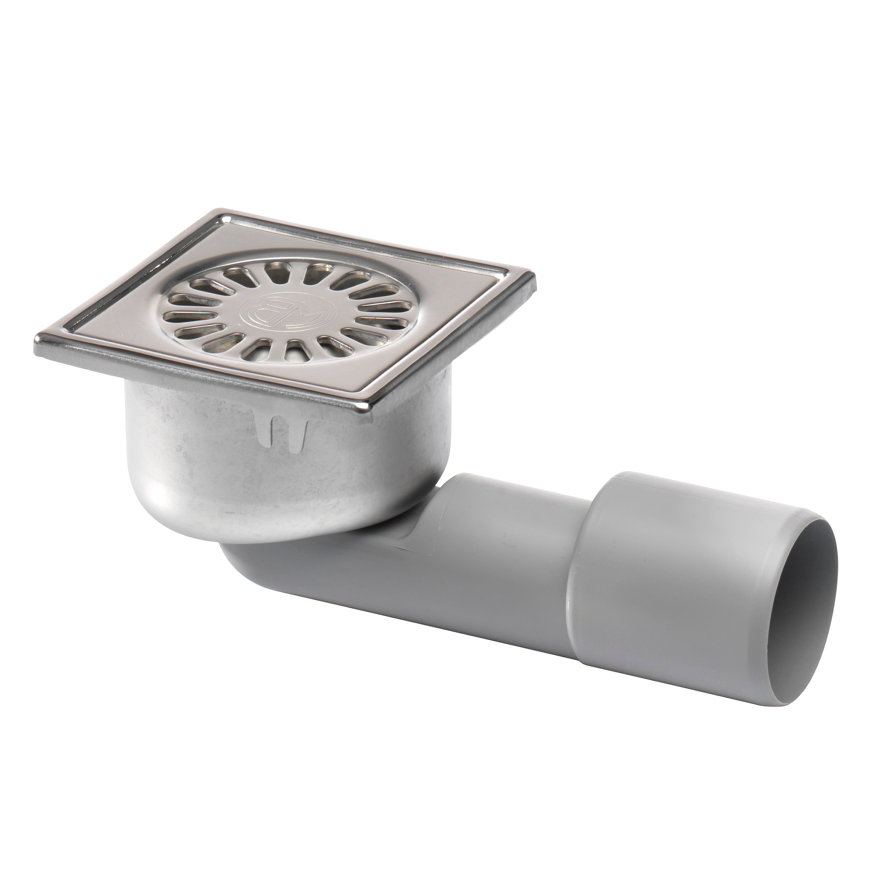 Aquaberg Blücher Compact afvoerput met rvs rand & rooster, rvs304, niet verstelb, 97x97mm,oa/za,3kN
