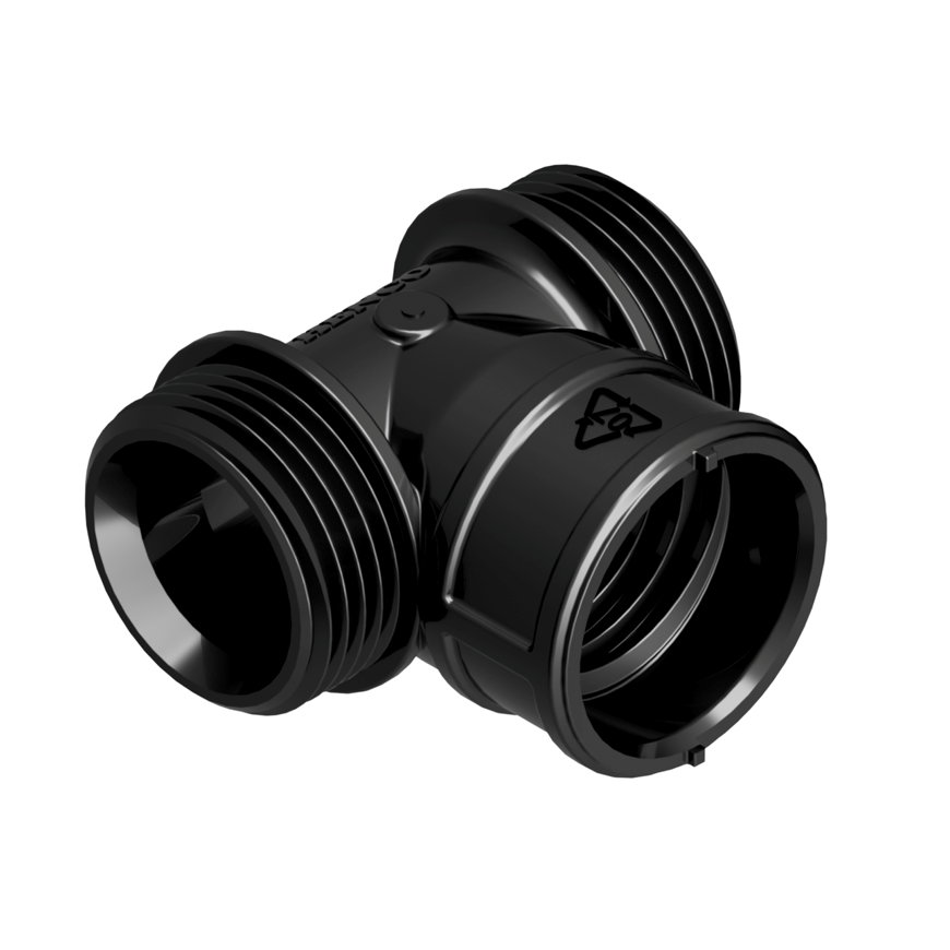 Henco T-stuk 90° voor Pro-Flow Manifold, 2x euroconus, type, VKEK-T05, zwart