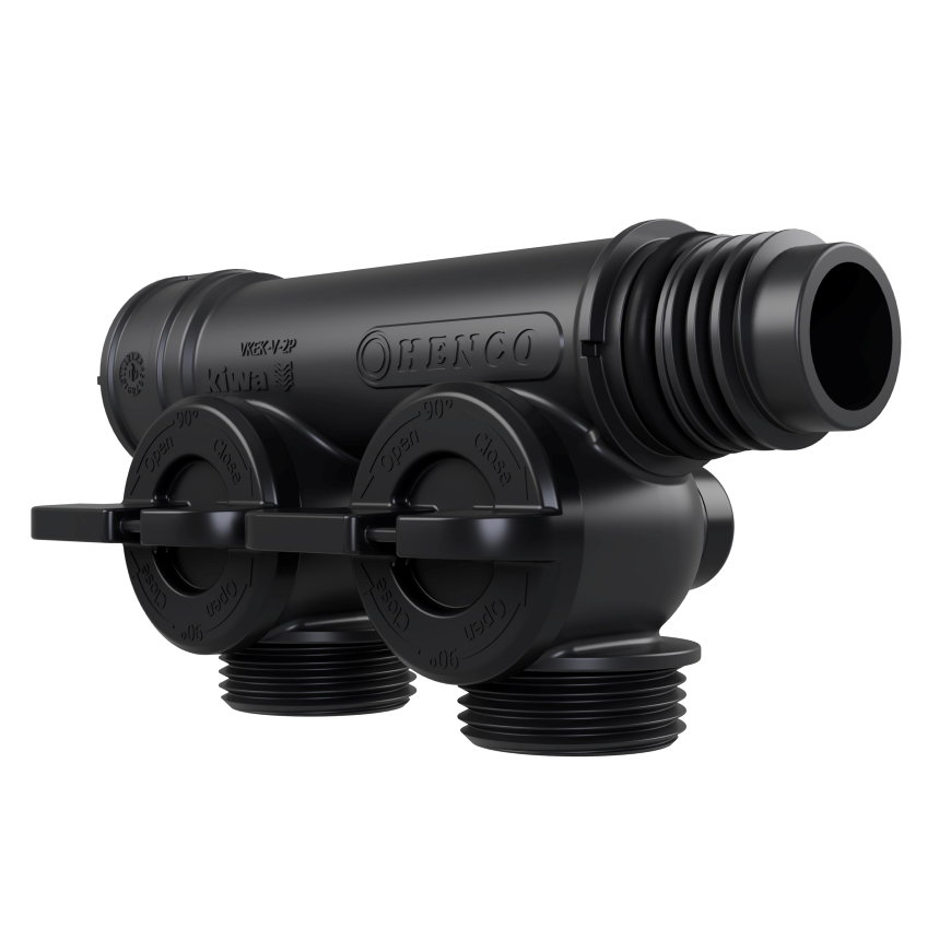 Henco Pro-Flow Manifold verdeler, 2x euroconus, type VKEK-V-2P, zwart 