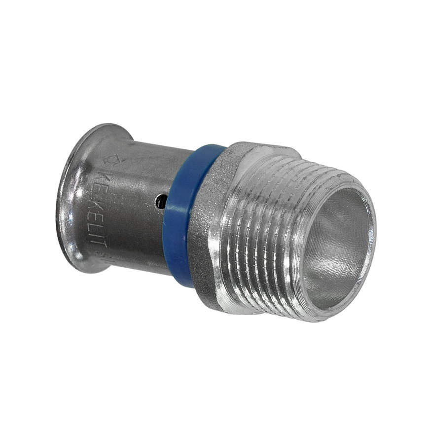 Ke Kelit Kelox Ultrax draadkoppeling, messing, rvs, buitendraad x pers, 16 mm x ½"