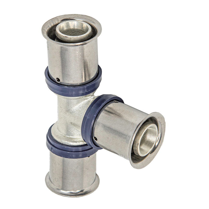 Ke Kelit Kelox Ultrax T-stuk 90°, messing, rvs, 3x pers, 16 x 16 x 16 mm