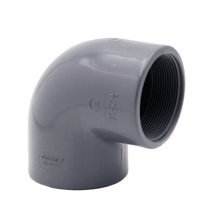 Comer knie 90°, pvc-u, inwendig lijm x binnendraad, 16 mm x 3/8"