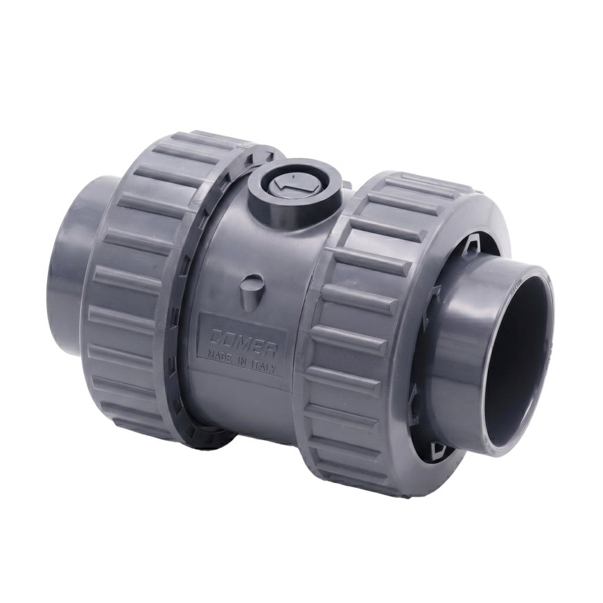 Comer terugslagklep, pvc-u, 2x inwendig lijm / 2x wartel, viton, 16 bar, 16 mm 