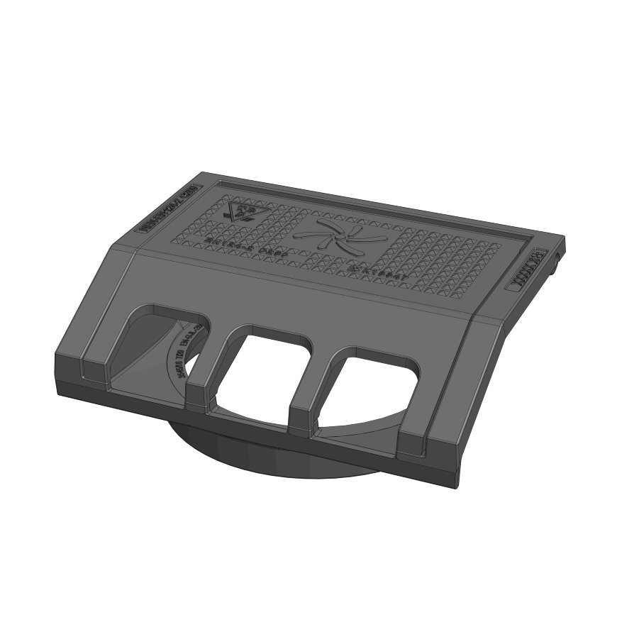 Trottoirkolk kop, type BST 3545M/16, waaiermotief, gietijzer, C250, 448 x 348 mm 