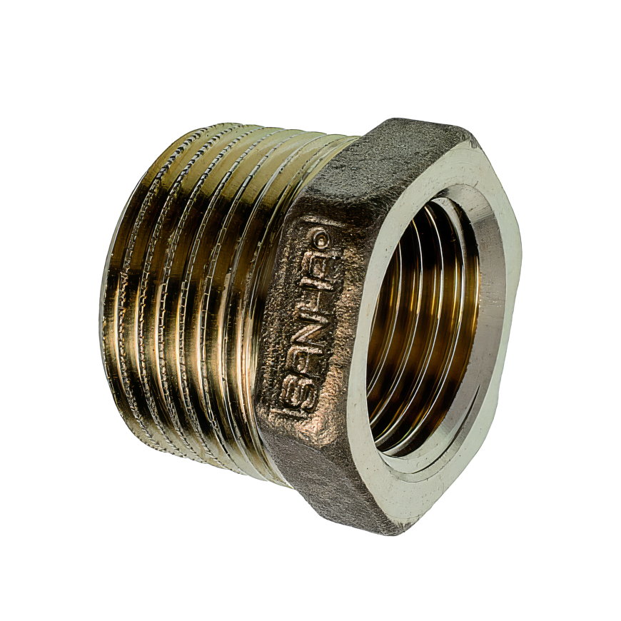 Sanha Purafit verloopnippel, brons, binnendraad x buitendraad, ½" x ¼"