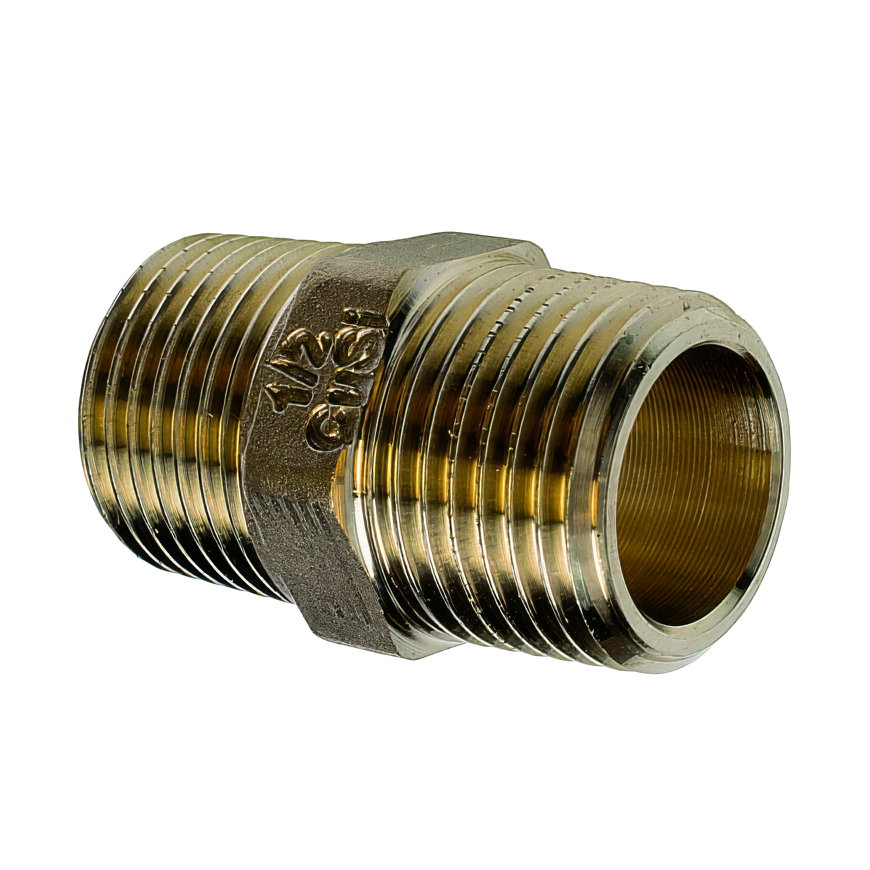 Sanha Purafit dubbele nippel, brons, 2x buitendraad, &frac12;" 