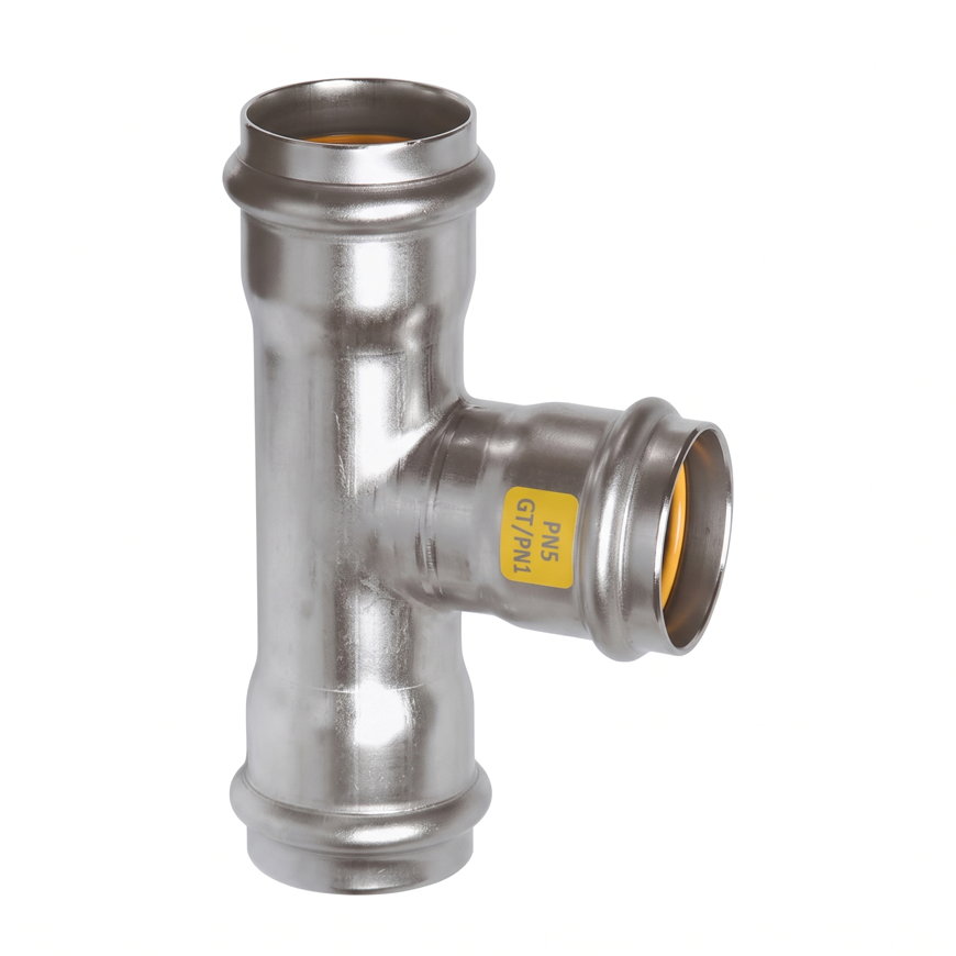 Sanha NiroSan Gas verloop T-stuk 90&deg;, rvs 316L, 3x pers, 22 x 15 x 22 mm 