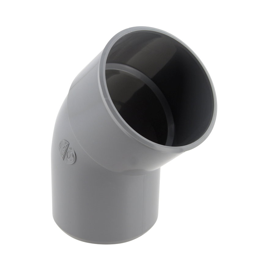 Nicoll hwa bocht 45°, pvc, inwendig lijm x spie, grijs, 80 mm 