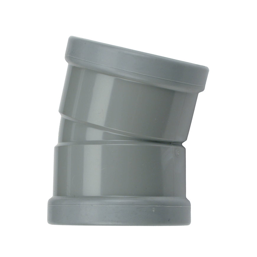 Wavin Wafix bocht 15°, pvc, 2x manchet, grijs, KOMO, SN8, 110 mm 