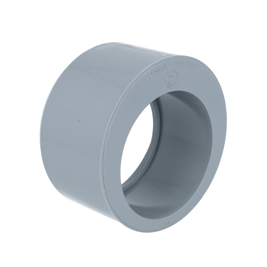 Nicoll verloopring, pvc, excentrisch, uitwendig x inwendig lijm, grijs, KOMO, 110 x 80 mm 