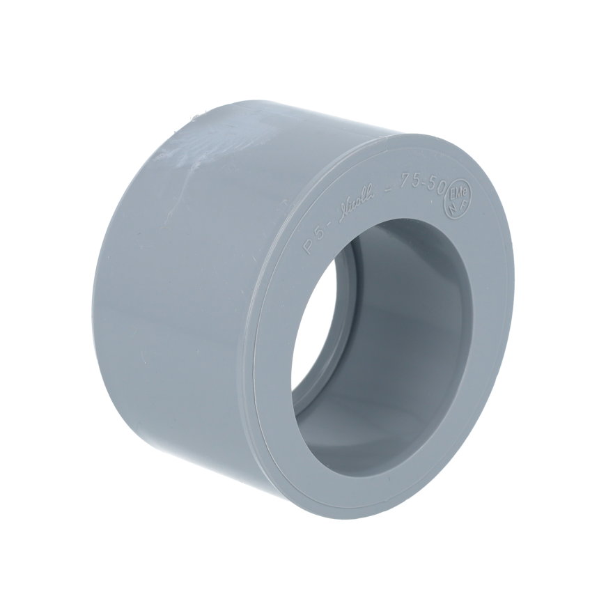 Nicoll verloopring, pvc, excentrisch, uitwendig x inwendig lijm, grijs, KOMO, 75 x 50 mm 