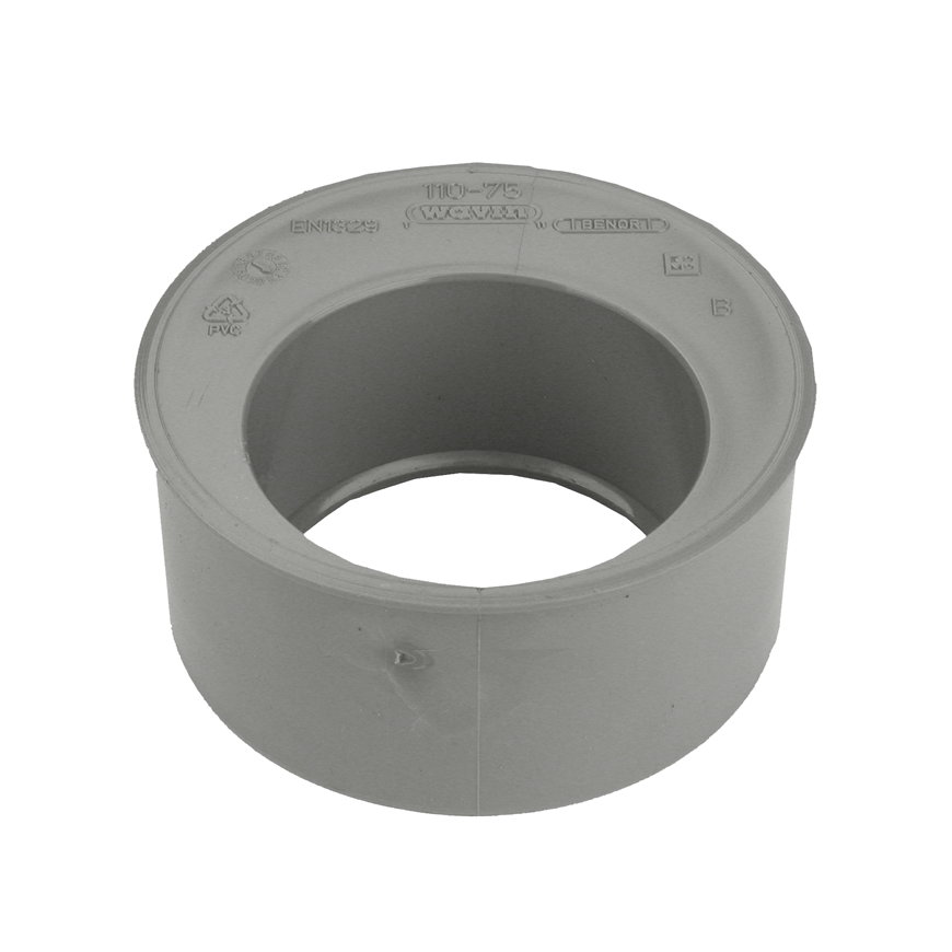 Wavin verloopring, pvc, excentrisch, inwendig x uitwendig lijm, grijs, KOMO, 160 x 110 mm 