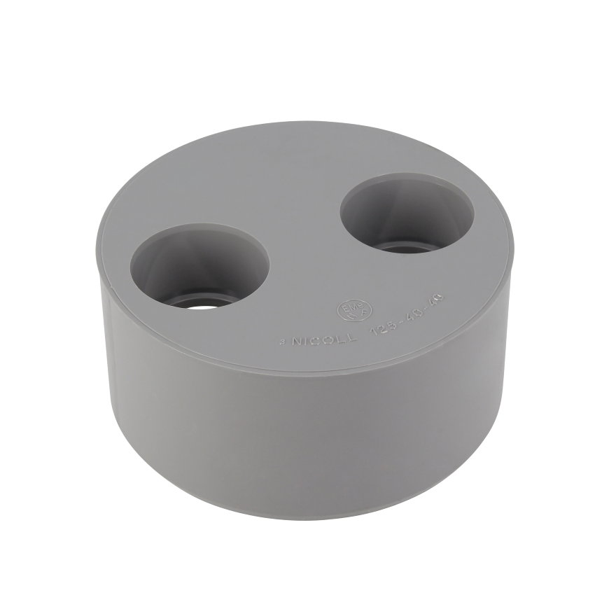 Nicoll verloopring, pvc, excentrisch, uitwendig x 2x inwendig lijm, grijs, KOMO, 125 x 40/40 mm 