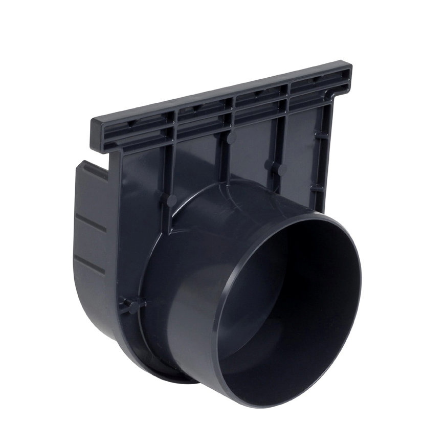 Nicoll PVC-Endstück/Ablauf für horizontalen Anschluss, für Abflussrinne Kenadrain HD150, 125 mm 