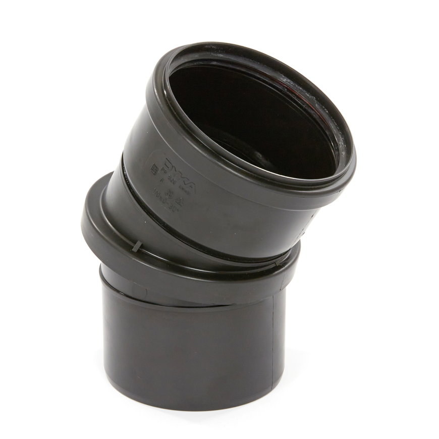 Dyka pp verdraaibare bocht 0 - 30°, zwart, manchet x spie, 110 mm 