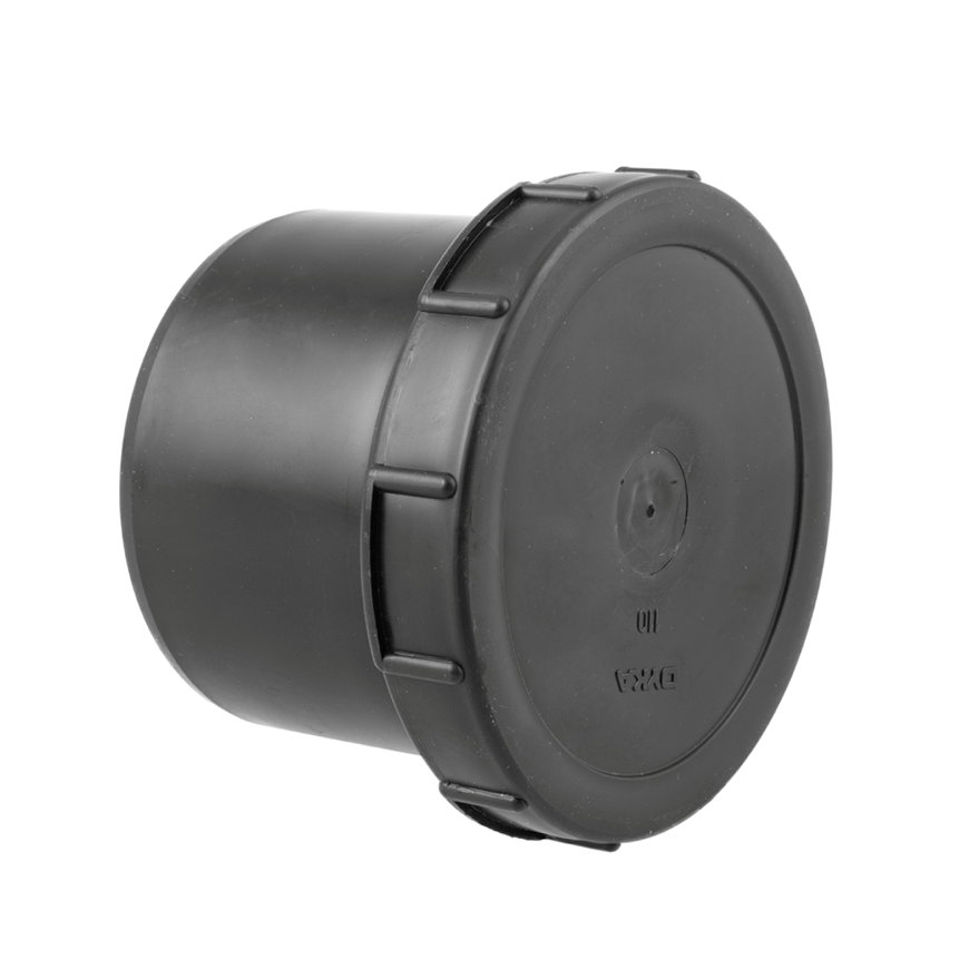 Dyka Solydo EasyFit eindstuk met schroefkap, pp, zwart, 1x spie, 110 mm 