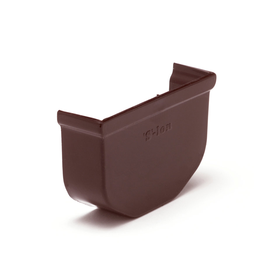 S-lon eindstuk voor Mini bakgoot, pvc, links/rechts, 65 mm, bruin 