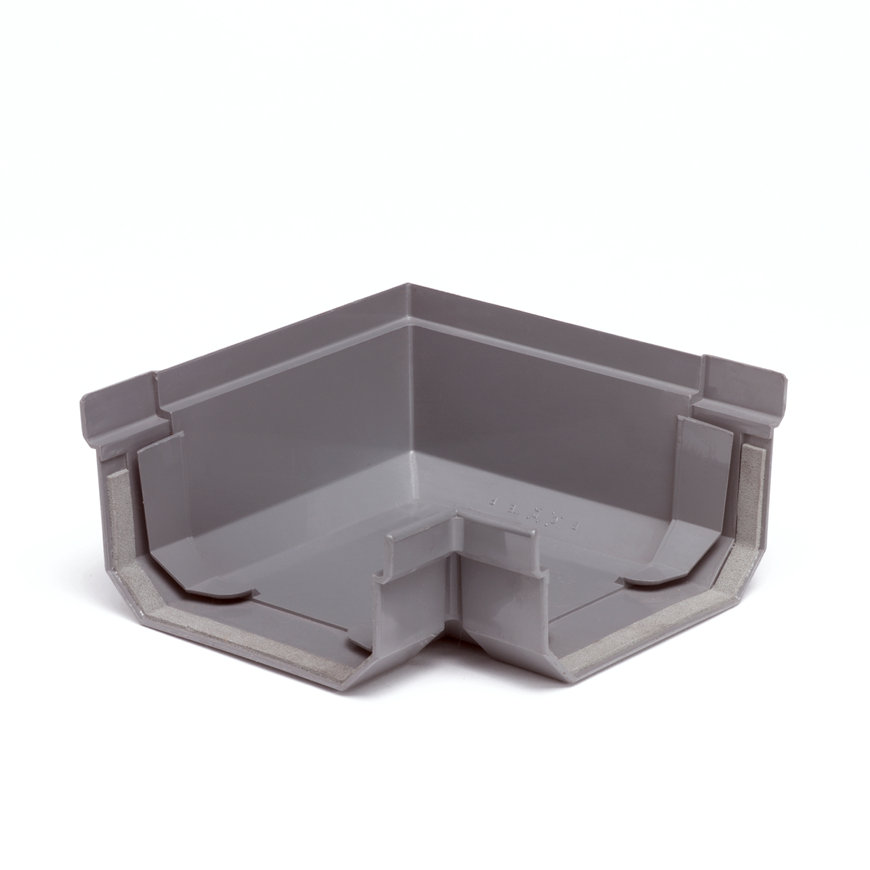 S-lon Eckstück für Mini-Kastenrinne, PVC, 65 mm, grau 