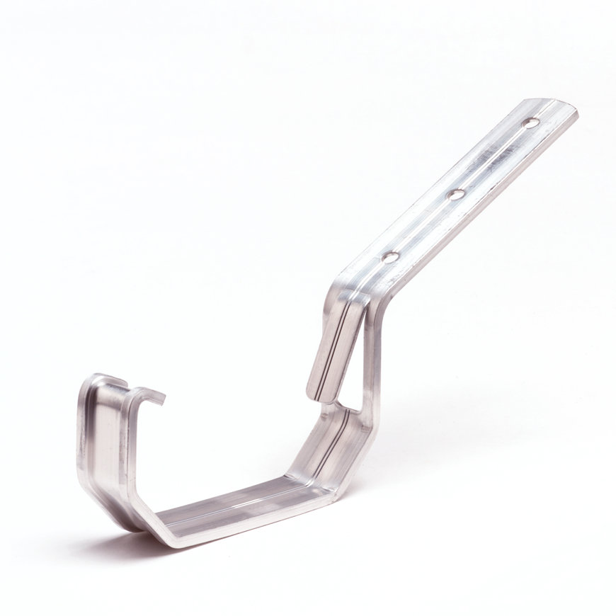 S-lon Rinnenhalter für Mini-Kastenrinne, Aluminium, Nr. 3, 95 mm, grau, auf 45° gebogen 