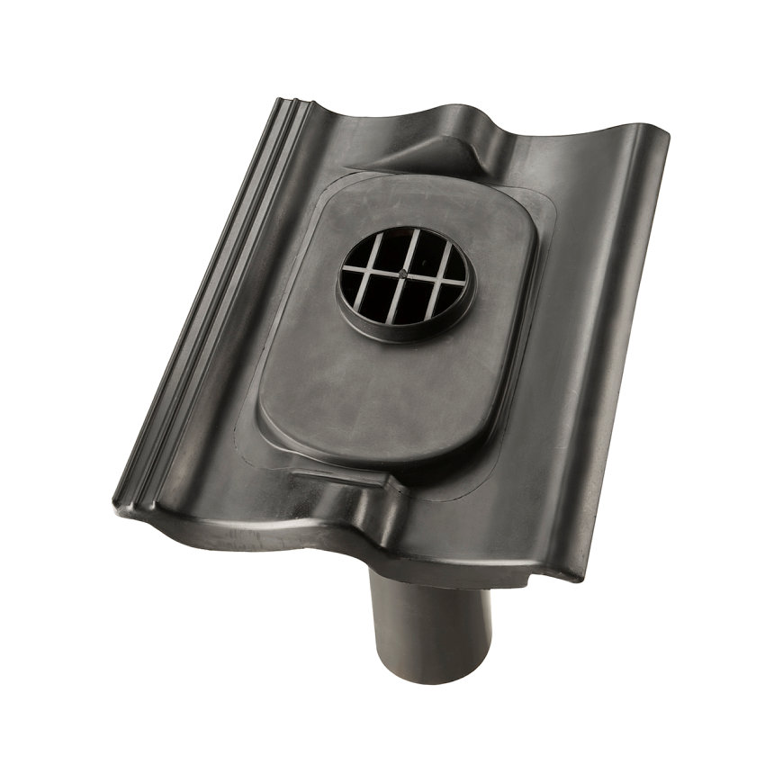 Ubbink rioolontluchtingspan, voor hellend dak 5 - 55&deg;, Sneldek, 1-pans, pe, zwart 