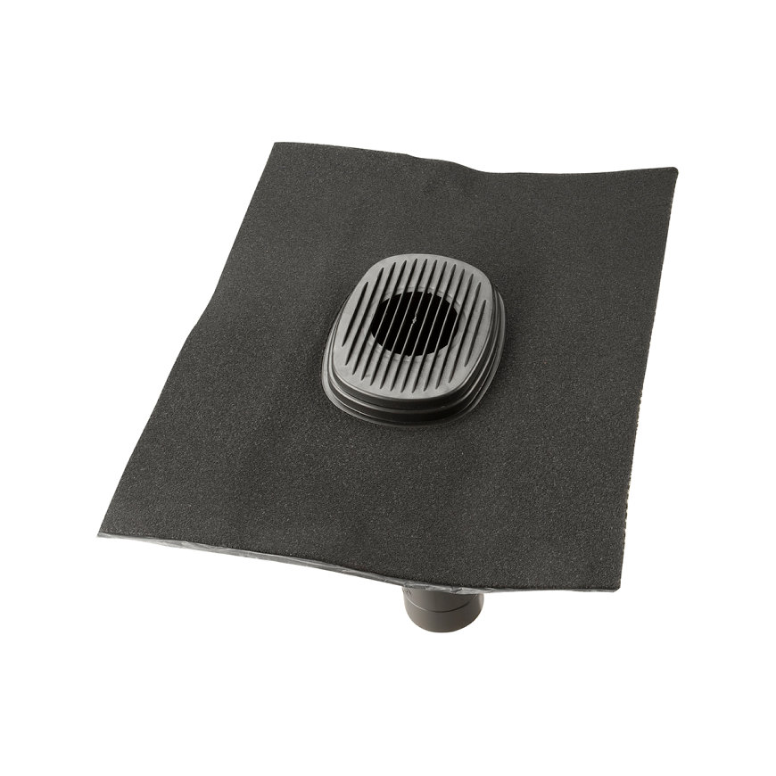 Ubbink rioolontluchtingspan, t.b.v. hellend dak 5 - 55°, Ubiflex, universeel, zwart, 500 x 500 mm 