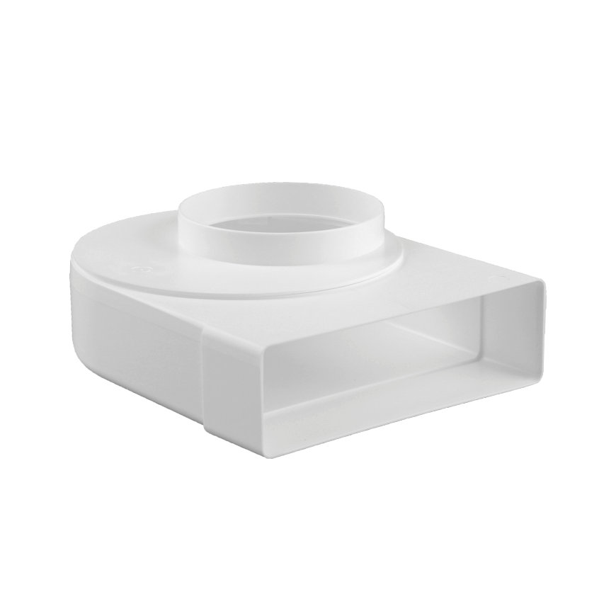Nedco overgangsstuk 90° voor keukenventilatie, pvc, mof x spie, haaks, Ø 125 mm / 204 x 60 mm, v 