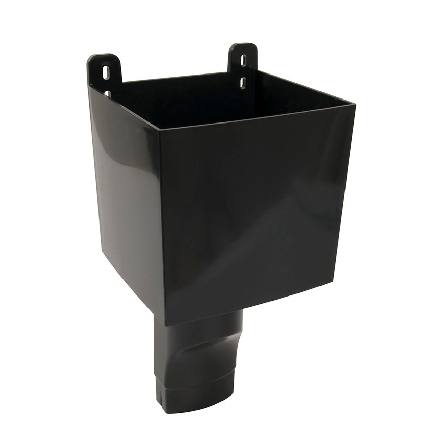 Nicoll Techtan Ovation Fallrohr-Wasserfangkasten, PVC, schwarz, RAL 9011, 90 x 56 mm 