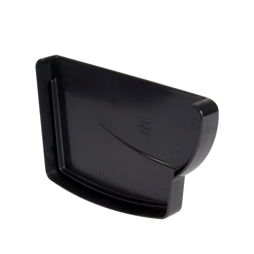 Nicoll Techtan Ovation Endstück für Rinnenauslauf, PVC, rechts, schwarz, RAL 9011, 170 mm