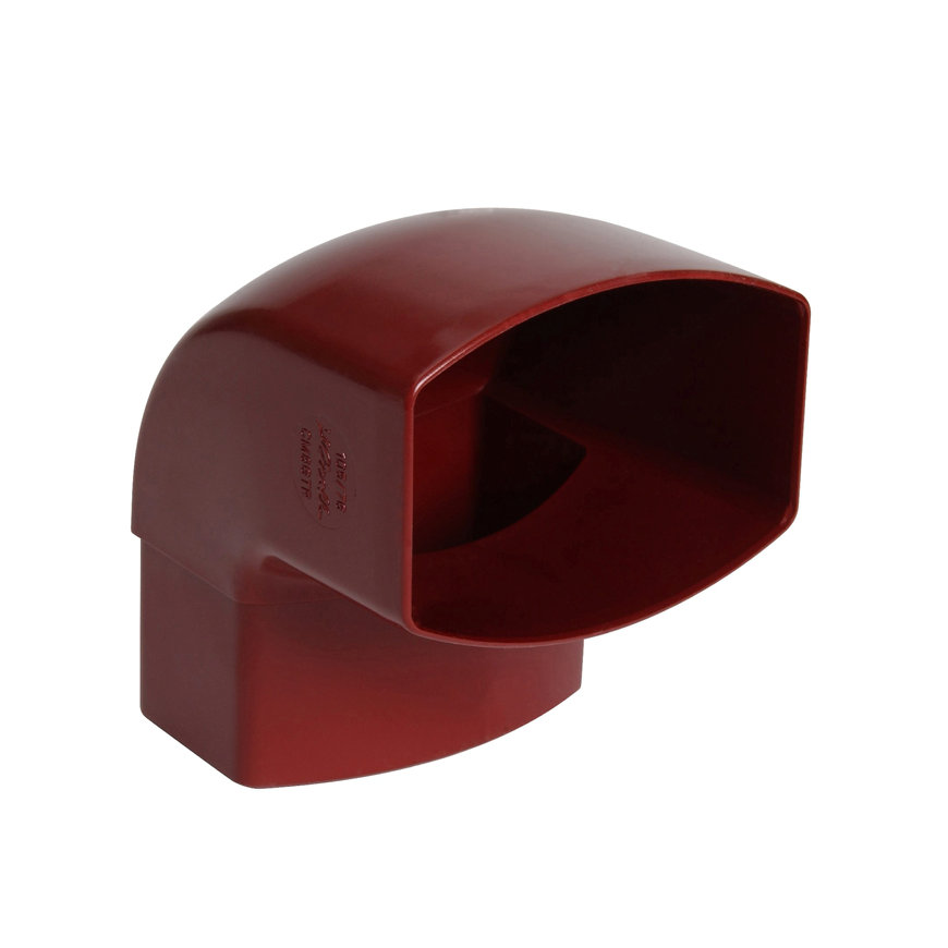 Nicoll Ovation, Rohrbogen 87°, PVC, Klebemuffe x red. Spitzende, rot, RAL 3004, 105 x 76 mm 