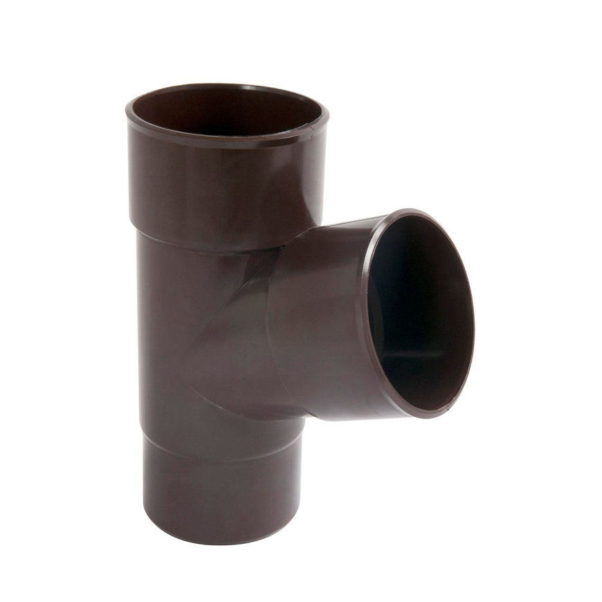 Nicoll Techtan hwa T-stuk 67°, pvc, 2x inwendig lijm x verjongd spie, bruin, RAL 8017, 80 mm