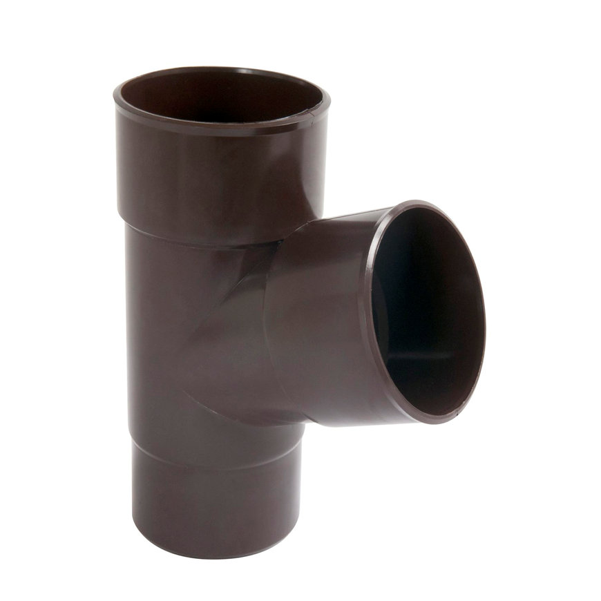 Nicoll Techtan hwa T-stuk 67&deg;, pvc, 2x inwendig lijm x verjongd spie, bruin, RAL 8017, 100 mm 